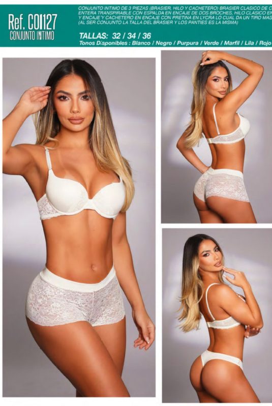 Conjunto de 3 piezas (brasier, hilo y cachetero) CO1127